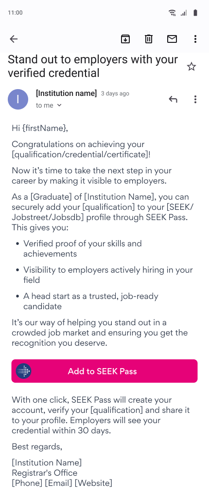 Email template example